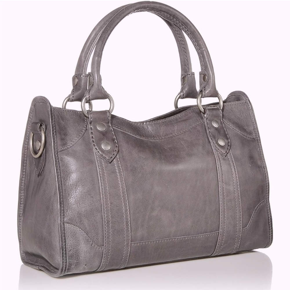 FRYE MELISSA Tote Handbag Gray Leather Large Bag AUTHENTIC 
*no shoulder strap*